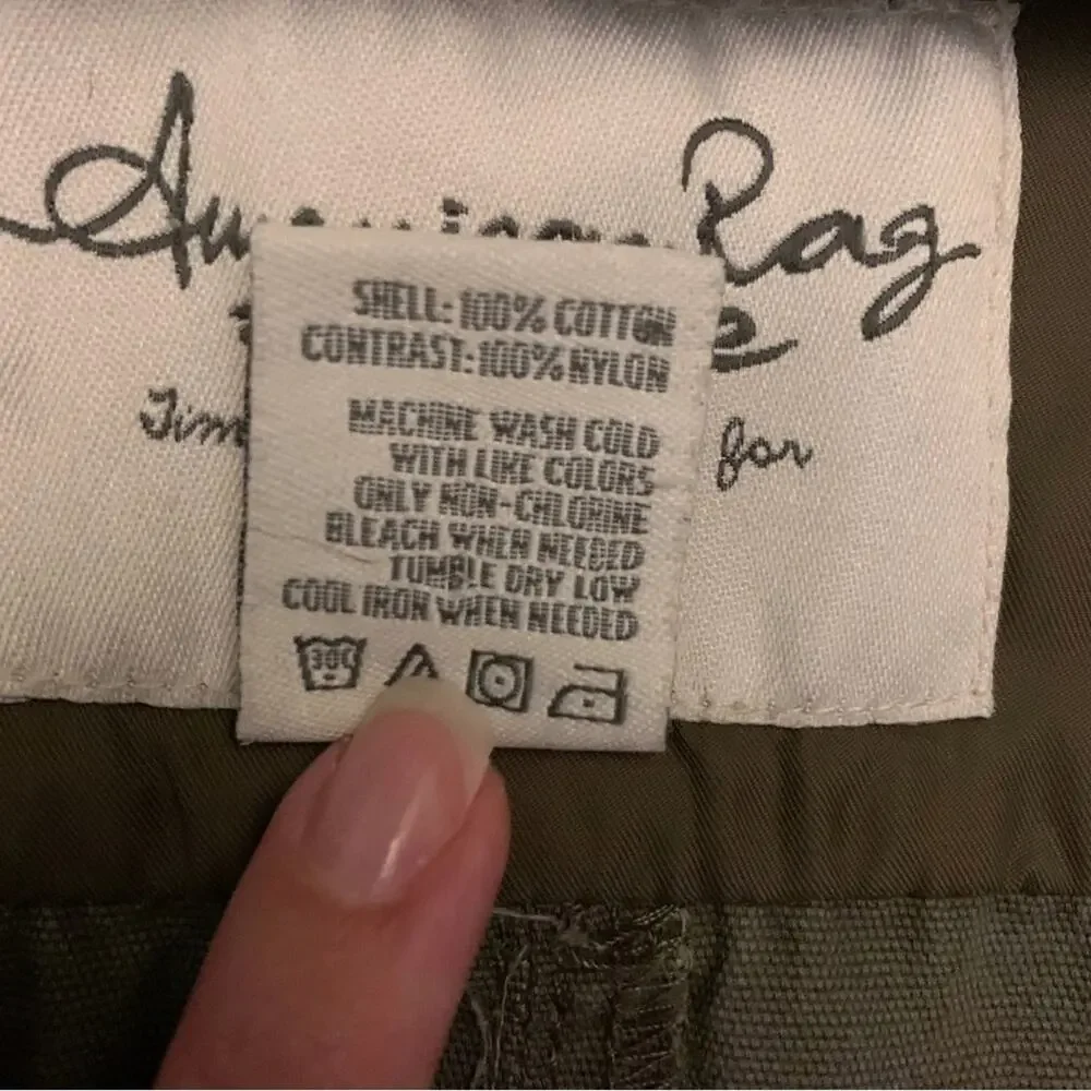 American Rag Military Green Hooded Utility Jacket Coat Army Olive Fisherman